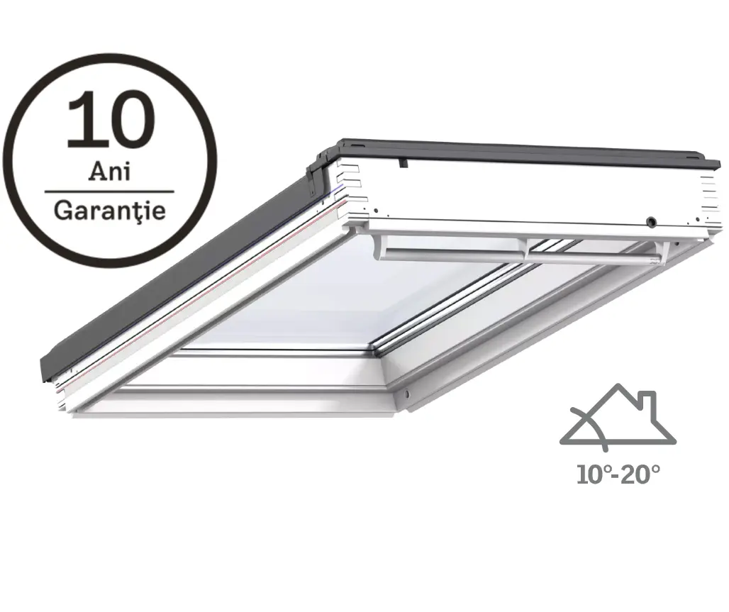 Fereastră VELUX GBL – profil glass-to-edge Fereastră de mansardă VELUX GBL pentru acoperișuri joase, geam triplu și izolație fonică